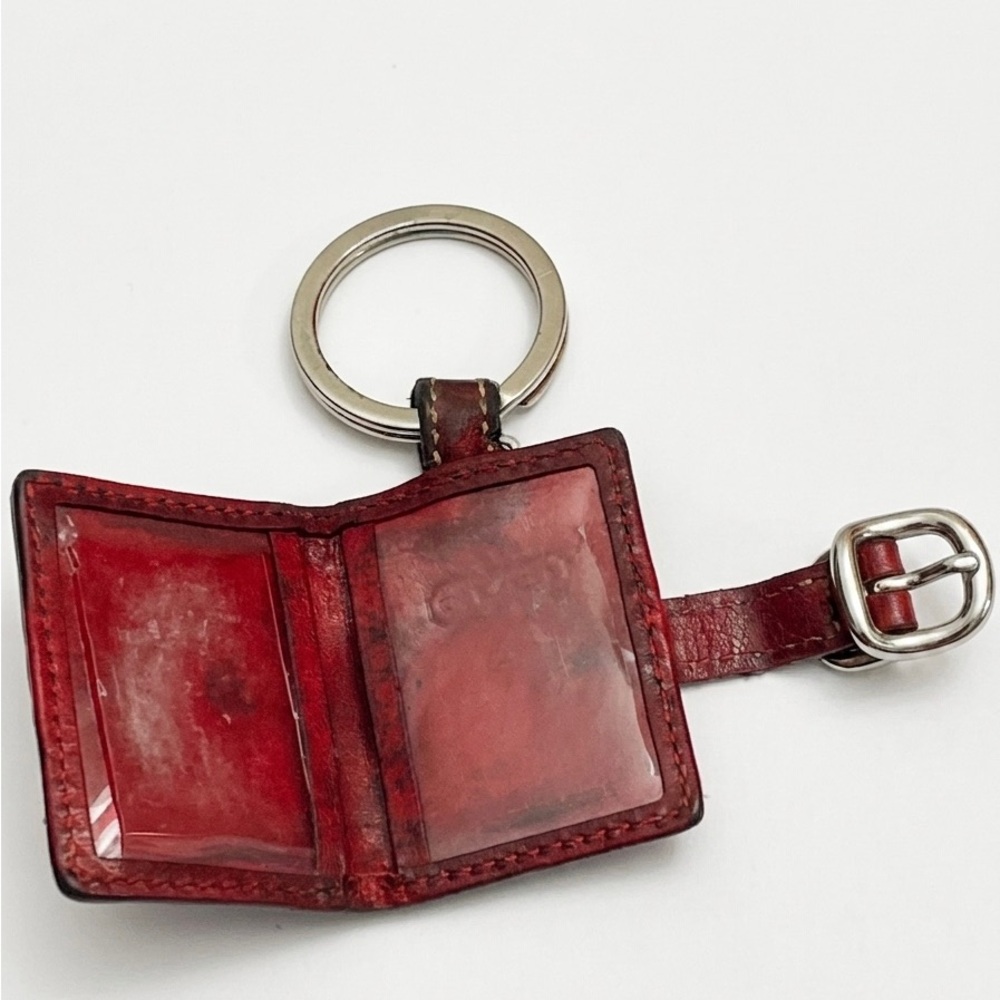 Vintage Coach Signature Red Jacquard Photo Frame Keychain - Picture 5 of 6
